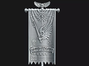 战锤40k 星际战士 圣血天使 战团 4连 旗帜 打印改件