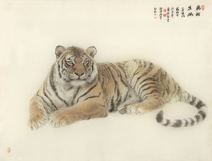 苏柏斗-融横幅老虎国画宣纸画一比一真迹复制画装饰画