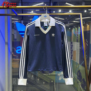 Adidas三叶草女子Sporty Rlch联名复古三条纹POLO衫长袖T恤IN5248