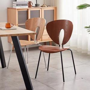 北欧实木餐椅美式复古家用铁艺椅子设计师书桌椅创意梳妆台化妆椅