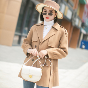 3qr db1711双面羊绒羊毛大衣珂洛芮 2021秋冬宽松毛呢外套