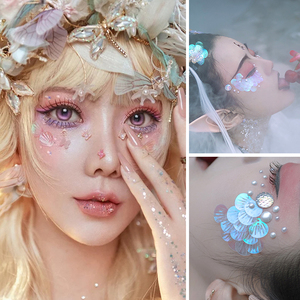 网红眼妆人鱼妆古装脸部自拍写真新娘妆亮片鱼鳞珠片泪珠diy饰品
