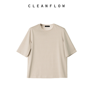 CLEANFLOW | 裸色新疆长绒丝光棉短袖小圆领基础款T恤打底衫上衣