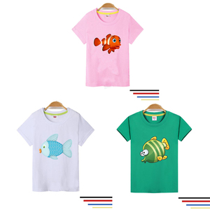 童装夏季儿童宝宝上衣男童短袖t恤 大鱼小鱼儿图案热带鱼尼莫衣服