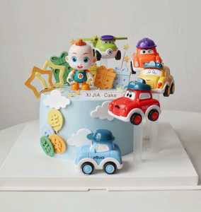 男孩jojo宝贝卡通生日蛋糕装饰摆件儿童回力小汽车生日蛋糕小插件