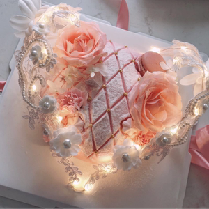 蛋糕装饰抖音同款网红蛋糕蕾丝花朵爱心形状蛋糕装饰情人节蛋糕