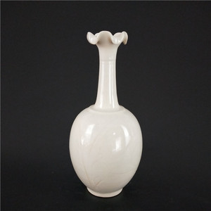 宋代易定定窑白釉刻花长颈花瓶老货仿古瓷器古董古玩收藏装饰摆件