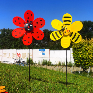 蜜蜂风车卡通造型甲虫幼儿园户外公园景区装饰儿童玩具拍照道具