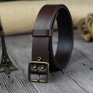意大利托斯卡纳多脂植鞣牛皮手工定制皮带男女纯铜复古小贝扣腰带