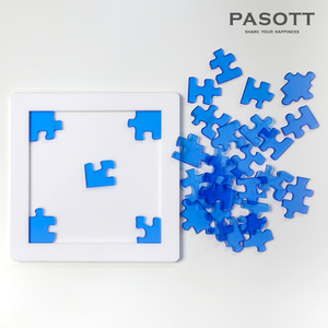 超难拼图只有29块成人智力烧脑游戏透明水晶塑料JigsawPuzzle蓝色