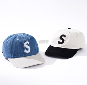 现货 SUPREME 24SS 2-TONE S LOGO 6-PANEL 拼色皮扣S字母棒球帽