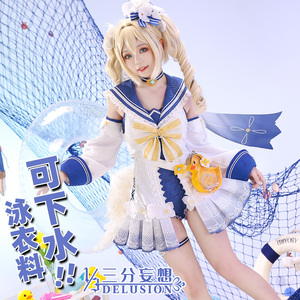 三分妄想原神cos服芭芭拉闪耀协奏可爱沙滩连体泳装cosplay服装女
