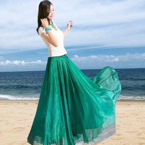 高端仙女八米大摆裙度假沙滩半身裙夏飘逸跳舞长裙女广场舞雪纺裙