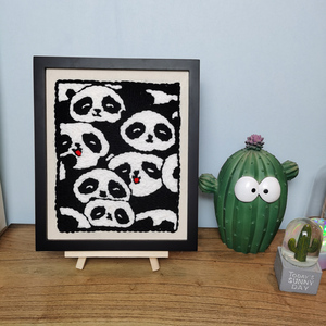 俄罗斯戳戳绣定制熊猫毛线画手工绣diy材料包刺绣墩绣搓搓绣礼物