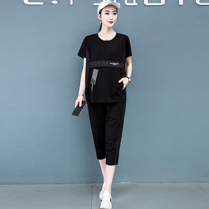 00沉默是个错淘宝石头鱼大码女装2022年夏季新款200斤胖mm两件套