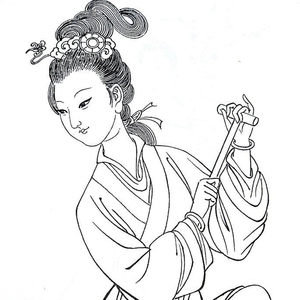 美女线描百美画谱 古代人物仕女图国画 国画工笔画白描底稿