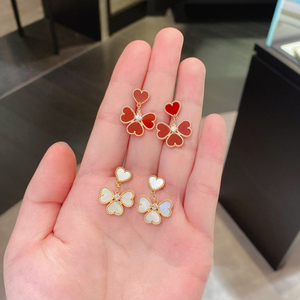 代购vca/梵克雅宝sweet effeuillage耳环 18k玫瑰金 爱心花瓣耳钉