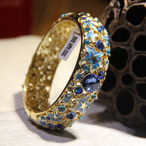 包邮北京礼物复古景泰蓝手镯女款个性镀金手环镯子出国送老外创意