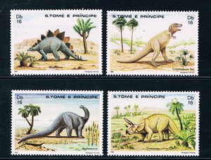 MB0511圣多美和普林西比1982恐龙中间值4枚新外国邮票
