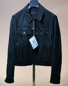 现货diesel black gold黑金男牛皮磨砂反绒修身短款真皮皮衣特价