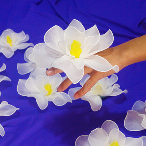 背景造景仿真丝网花玉兰花可做手指头花手腕手拿演出表演舞蹈道具