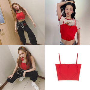 florathebeauty淘宝新款韩国金泫雅同款元气少女印花粉色吊带修身