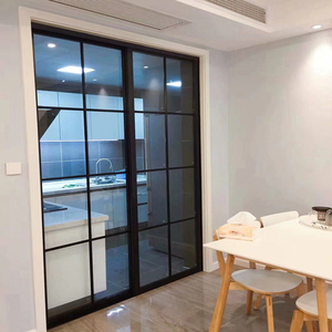 现代简约窄边框推拉门钛镁铝合金厨房移门钢化玻璃门阳台客厅隔断