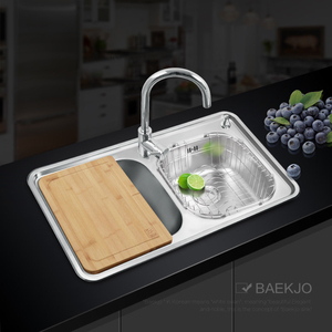 原装进口 韩国白鸟水槽不锈钢双槽 洗菜盆厨房洗碗池ID900左大