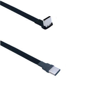 Type C转USB-C弯头转接线 充电宝软排线PD线充电线C弯扁平硅胶线