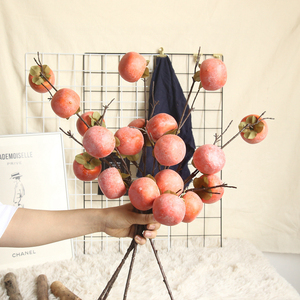仿真柿子水果模型迷你塑料水果室内装饰摆件客厅落地装饰假花拍照