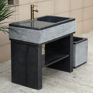 大理石洗衣池阳台带搓板户外庭院石头水槽石材洗手盆家用整石水池