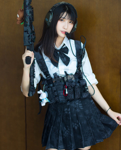 trn黑灰工业 武装jk 蟒纹 战术 迷彩制服裙百褶裙武装娘日常休闲