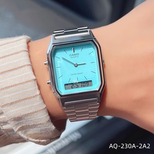 卡西欧女表手表指针数字显示提夫尼蓝女表手表AQ-230A-2A2