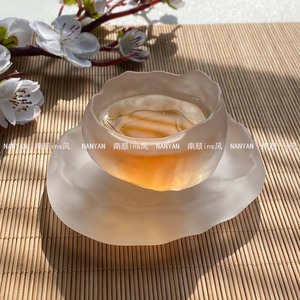 玻璃磨砂品茗杯主人杯单杯个人专用透明杯子小茶杯单只功夫茶具盏