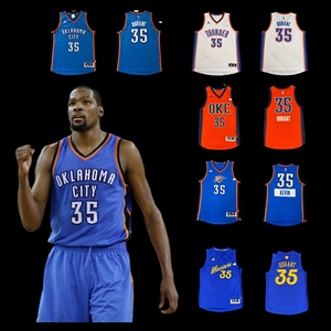 杜兰特 雷霆队 客场蓝 adidas阿迪达斯 35号 sw球迷版球衣篮球服