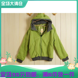 2023冬季日系韩版女学生装草绿色连帽拉链长袖宽松厚款卫衣外套