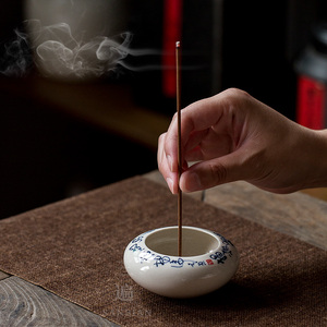 手绘茶诗沉香线香套装景德镇陶瓷香承壶承书房卧室香道茶道配件