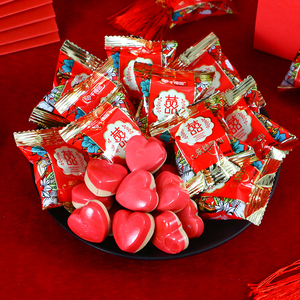 千禧园永结同心硬糖500g双喜红色包装结婚婚庆喜糖招待糖回礼零食