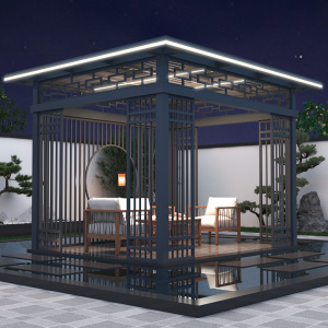 新中式户外凉亭别墅院子中式亭子厂家直销室外遮阳棚铝合金