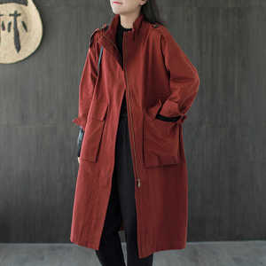 日本高端外贸出口尾单品牌剪标女装大码时尚休闲长款工装风衣外套