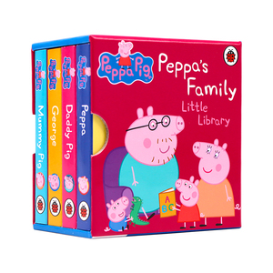 【现货】英文原版 小猪佩奇的一家小小图书馆手掌纸板书4册Peppa Pig Peppa's Family Little Library 粉红猪小妹睡前故事儿童绘本