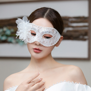 白色面具蝴蝶结万圣节派对化装舞会遮面上半脸时尚走秀直播新款