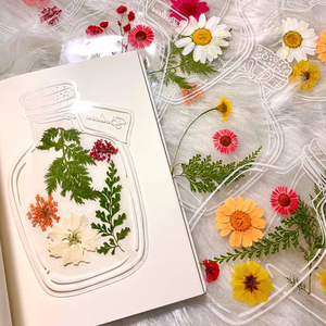 干花书签贴 瓶子里的春天透明压花植物标本树叶diy材料制作材料包