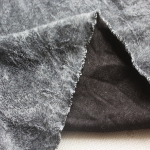 毛绒布料布头单面绒黑灰色黑底中厚手工DIY布头120*170cm