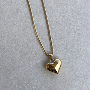 晨诺珠宝 18k金立体意大利大爱心吊坠 胖心挂坠au750尖尖心形项链