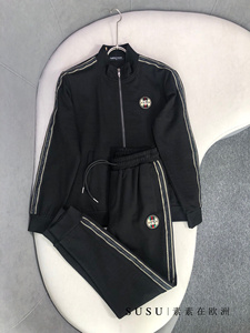 代购gucci/古驰 21秋季胸前双g刺绣织带休闲运动立领套装男女同款
