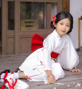 【出租】桔子点点日本儿童白色童装和服日式浴衣女童连衣裙演出服