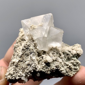 内蒙八面体白萤石白云石共生天然矿物晶体标本矿石原石收藏石头