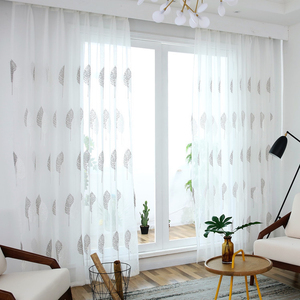 绣花纱窗帘白色窗纱