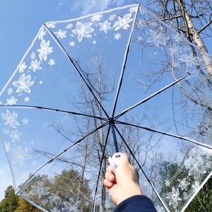 日本GM雨伞女透明折叠小清新白色女神网红伞森系创意学生全自动伞